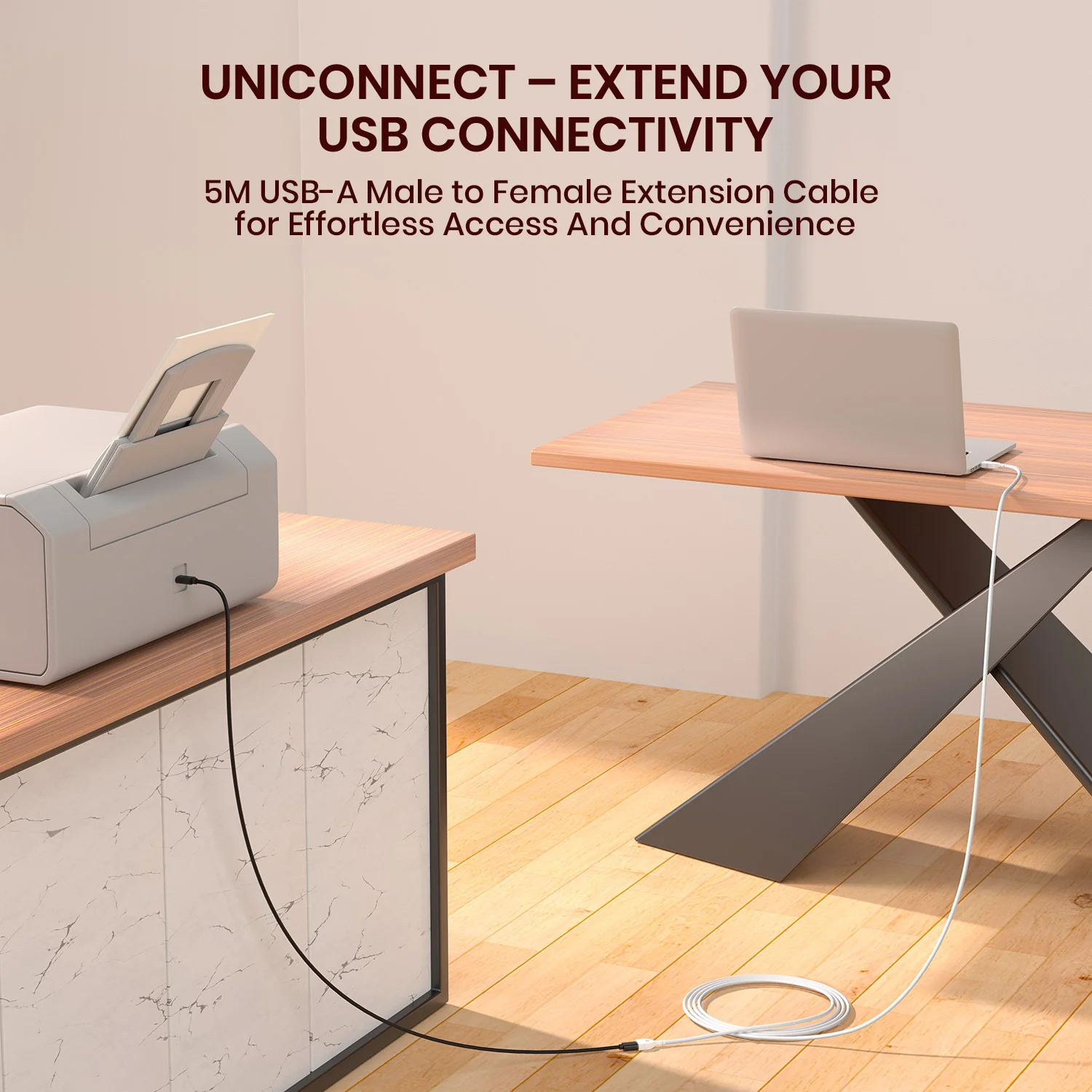 Uniconnect - USB Male To USB Female 3A  5M Cable - Image 2